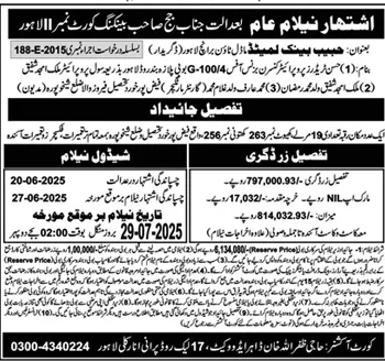 Habib Bank Limited Lahore Tender Notice